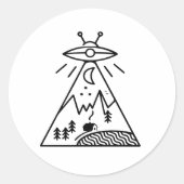 Funny Ufo, Area 51, vreemdelingenontvoering Ronde Sticker (Voorkant)
