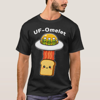 Funny UFO Food Pun Kawaiioast UFOmelet Alien girl T-shirt