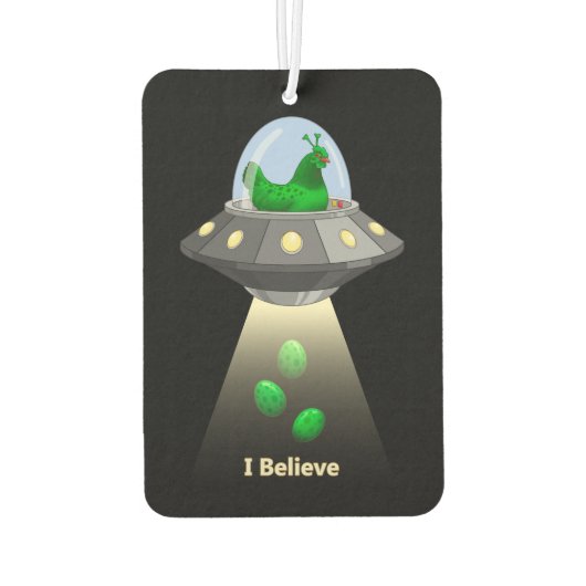Funny UFO Green Chicken Egg Alien Abduction Luchtverfrisser (Achterkant)