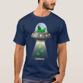 Funny UFO Green Chicken Egg Alien Abduction T-shirt (Voorkant)