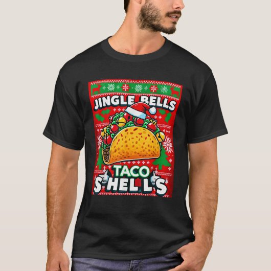 Funny Ugly Christmas Jingle Bells Taco Shells Desi T-shirt (Voorkant)