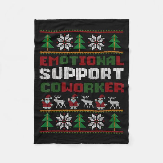 Funny Ugly Christmas Sweater Emotional Suprt Cowor Fleece Deken (Voorkant)