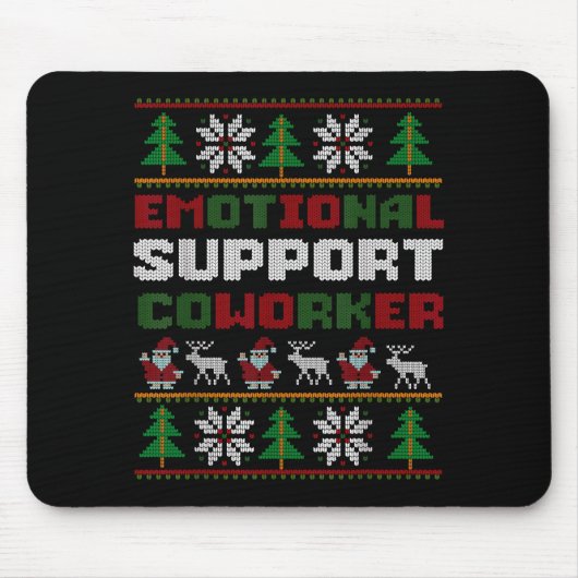 Funny Ugly Christmas Sweater Emotional Suprt Cowor Muismat (Voorkant)