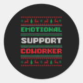 Funny Ugly Christmas Sweater Emotional Suprt Cowor Ronde Sticker (Voorkant)