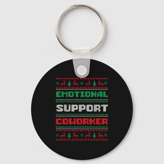 Funny Ugly Christmas Sweater Emotional Suprt Cowor Sleutelhanger (Voorkant)