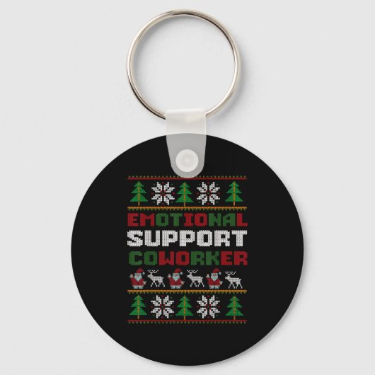Funny Ugly Christmas Sweater Emotional Suprt Cowor Sleutelhanger (Voorkant)