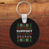 Funny Ugly Christmas Sweater Emotional Suprt Cowor Sleutelhanger (Voorkant)