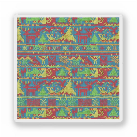 Funny Ugly Christmas Sweater Pattern Holiday Sticker (Voorkant)