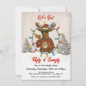 Funny Ugly Christmas Sweater Reindeer Cocktail Kaart (Voorkant)