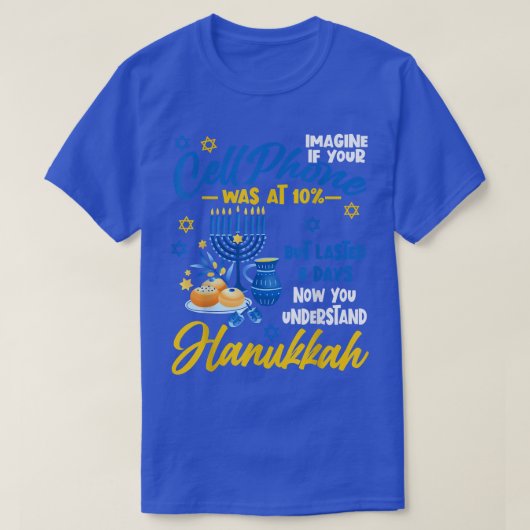 Funny Ugly Hanukkah Chanukah Cellphone Menorah Han T-shirt (Design voorkant)