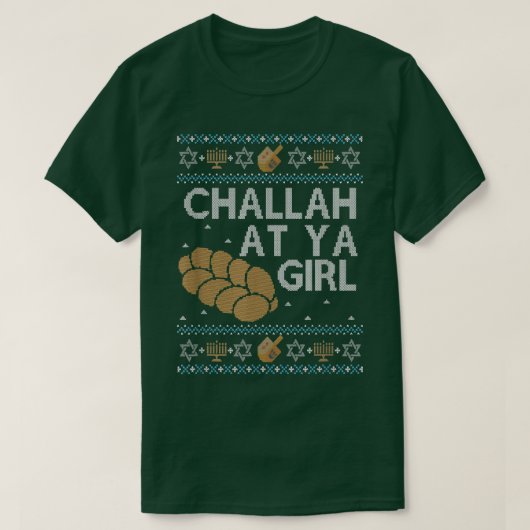 Funny Ugly Hanukkah Sweater Challah bij Ya Girl Ma T-shirt (Design voorkant)