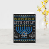 Funny Ugly Hanukkah Sweater Lets Get Lit Menorah J Kaart (Gele Bloem)