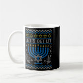 Funny Ugly Hanukkah Sweater Lets Get Lit Menorah J Koffiemok (Links)