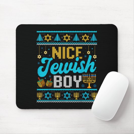 Funny Ugly Hanukkah Sweater Nice Jewish Boy Matchi Muismat (Met muis)