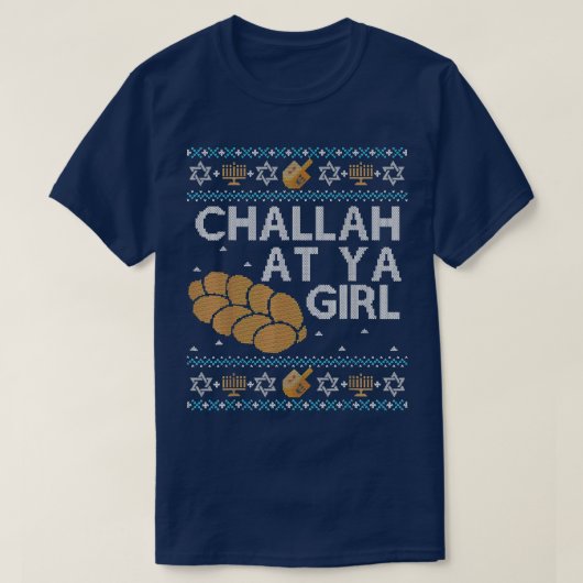 Funny Ugly Hanukkah Sweater Shirt Challah At Ya Gi (Design voorkant)