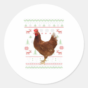 Funny Ugly kerstChicken Santa Hat Ronde Sticker