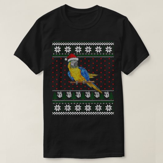 Funny Ugly KerstSweater Animals Santa Parrot T-shirt (Design voorkant)