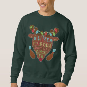 Funny Ugly KerstSweater Blitzen Reindeer Joke Trui