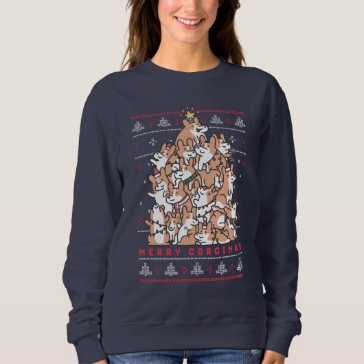 Funny Ugly KerstSweater Cute Corgi Hondenliefhebbe Trui (Voorkant)