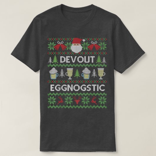 Funny Ugly KerstSweater Devout Eggnostic T-shirt (Design voorkant)