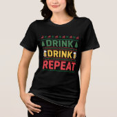 Funny Ugly KerstSweater Drink Beer Script Tri-Blend Shirt (Voorkant)