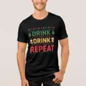 Funny Ugly KerstSweater Drink Beer Script Tri-Blend Shirt (Voorkant)