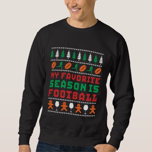 Funny Ugly KerstSweater Football Season Trui (Voorkant)
