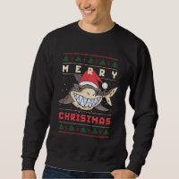 Funny Ugly KerstSweater glimlachend Shark Santa