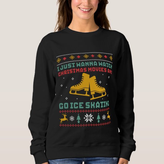 Funny Ugly kerstSweater Ice Skater Trui (Voorkant)