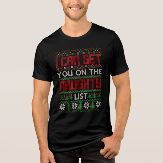 Funny Ugly KerstSweater Naughty List Knit Tri-Blend Shirt (Voorkant)