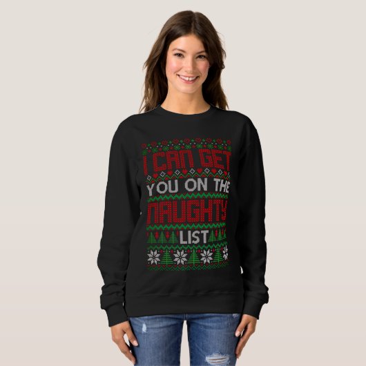 Funny Ugly KerstSweater Naughty List Knit Trui (Voorkant volledig)