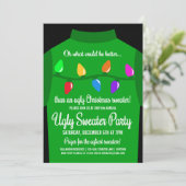 Funny Ugly KerstSweater Party Invitation Kaart (Staand voorkant)