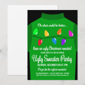 Funny Ugly KerstSweater Party Invitation Kaart (Voorkant / Achterkant)