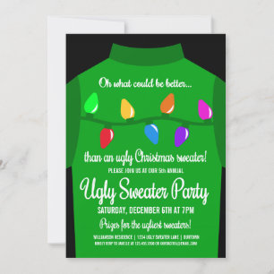 Funny Ugly KerstSweater Party Invitation Kaart