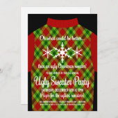 Funny Ugly KerstSweater Party Invitation Kaart (Voorkant / Achterkant)