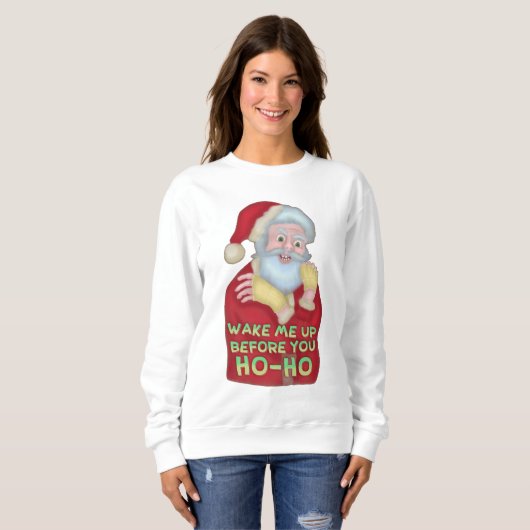 Funny Ugly KerstSweater | Santa Wake me omhoog Trui (Voorkant volledig)