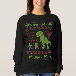 Funny Ugly KerstSweater | T Rex Dinosaur Pun Trui