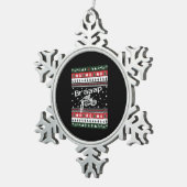 Funny Ugly KerstSweater Tin Sneeuwvlok Ornament (Rechts)