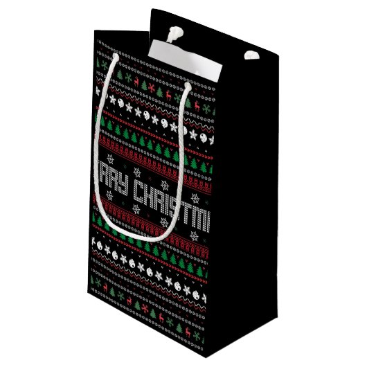 Funny Ugly Merry kerst model Small Gift Bag Klein Cadeauzakje (Achterkant Gekanteld)