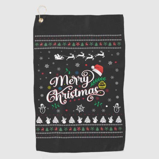 Funny Ugly Merry Kerstmis Golfhanddoek (Voorkant)