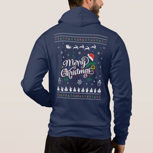 Funny Ugly Merry Kerstmis Hoodie (Achterkant)