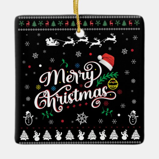 Funny Ugly Merry Kerstmis Keramisch Ornament (Voorkant)