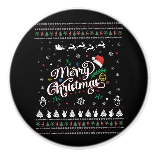 Funny Ugly Merry Kerstmis Keramische Knop (Voorkant)