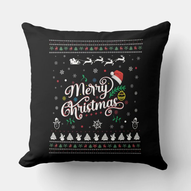 Funny Ugly Merry Kerstmis Kussen (Voorkant)