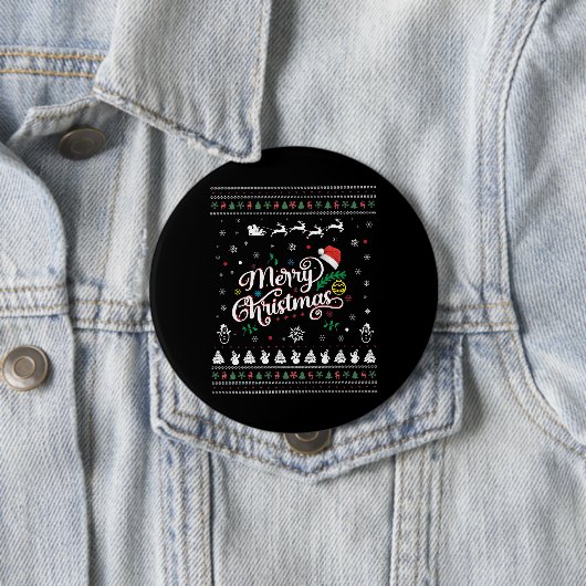 Funny Ugly Merry Kerstmis Ronde Button 4,0 Cm (In situ)