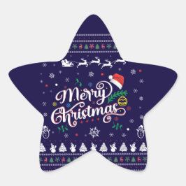 Funny Ugly Merry Kerstmis Ster Sticker