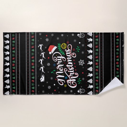 Funny Ugly Merry Kerstmis Strandlaken (Voorkant)
