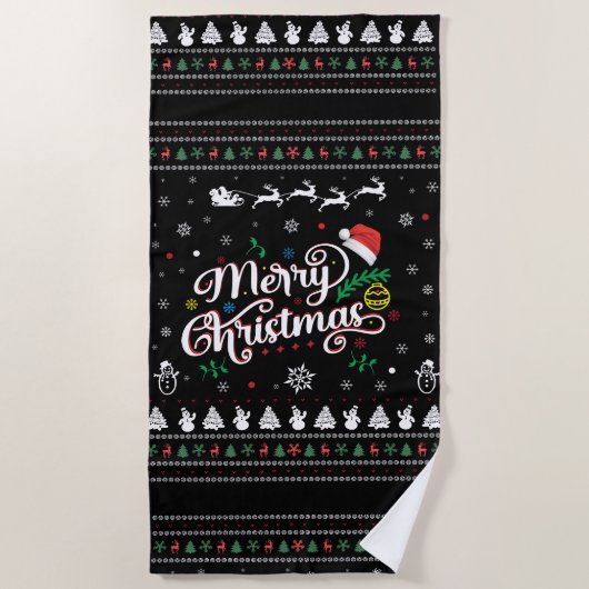 Funny Ugly Merry Kerstmis Strandlaken (Voorkant)