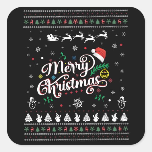 Funny Ugly Merry Kerstmis Vierkante Sticker (Voorkant)
