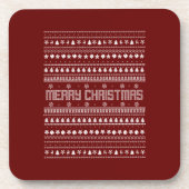 Funny Ugly Merry-kerstpatroon Bier Onderzetter (Voorkant)